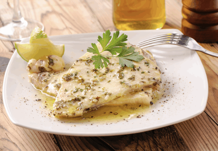 Herb Roasted Swordfish with Lemon and Caper Sauce